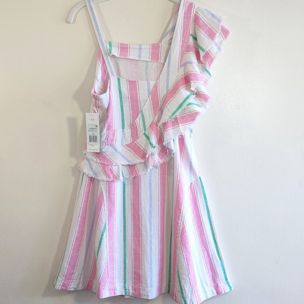 Habitual Girl's Striped Linen Dress Size 14  Euro Summer Special Occasion - Picture 3 of 10